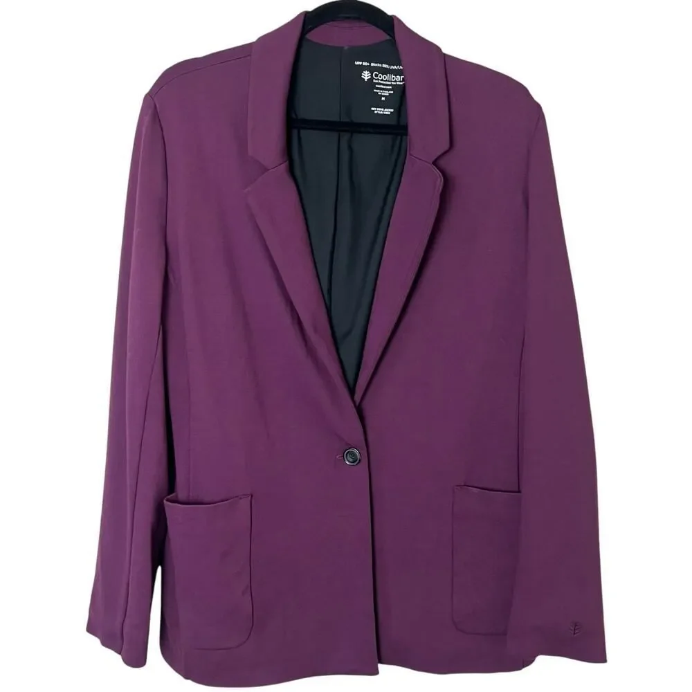 Coolibar Women's Key Cove Jacket Single Button Blazer UPF 50 Deep Wine Sz M - Picture 2 of 11